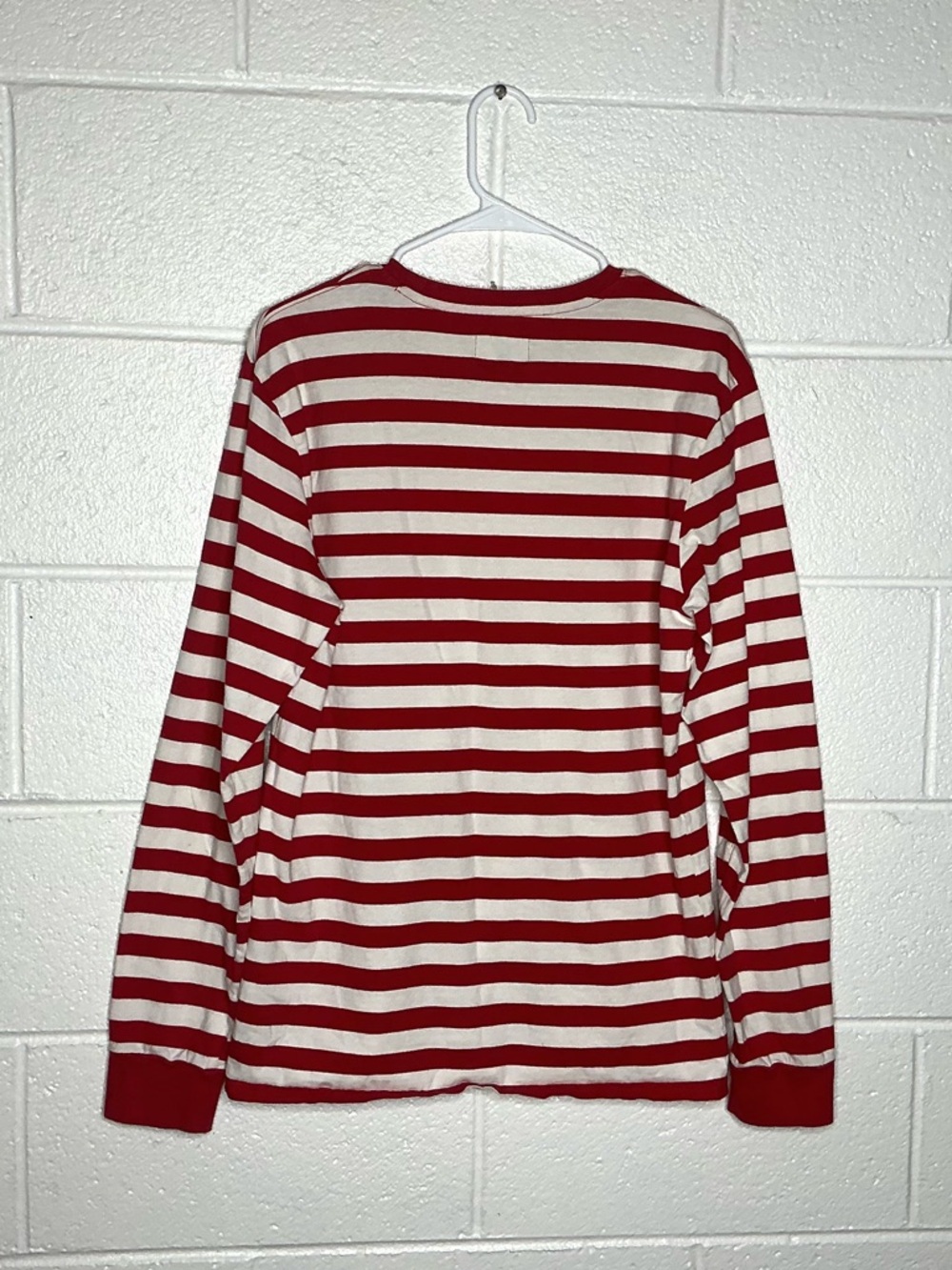 < HUF Red/White Striped Skater Streetwear Long Sleeve Shirt Size Large > - Picture 5 of 5